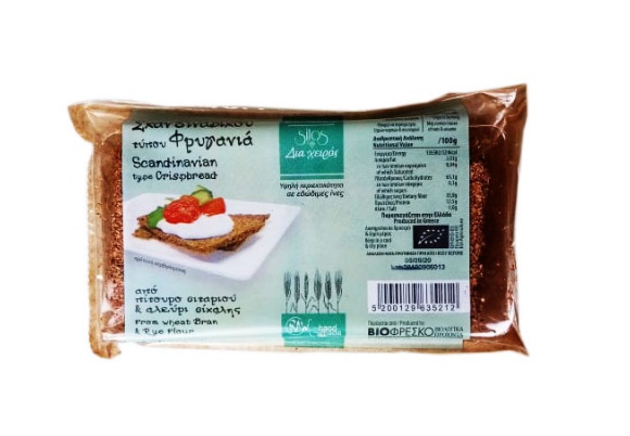 Σκανδιναβικού τύπου φρυγανιά από πίτουρο και σίκαλη 'Σίτος δια χειρός', 100gr